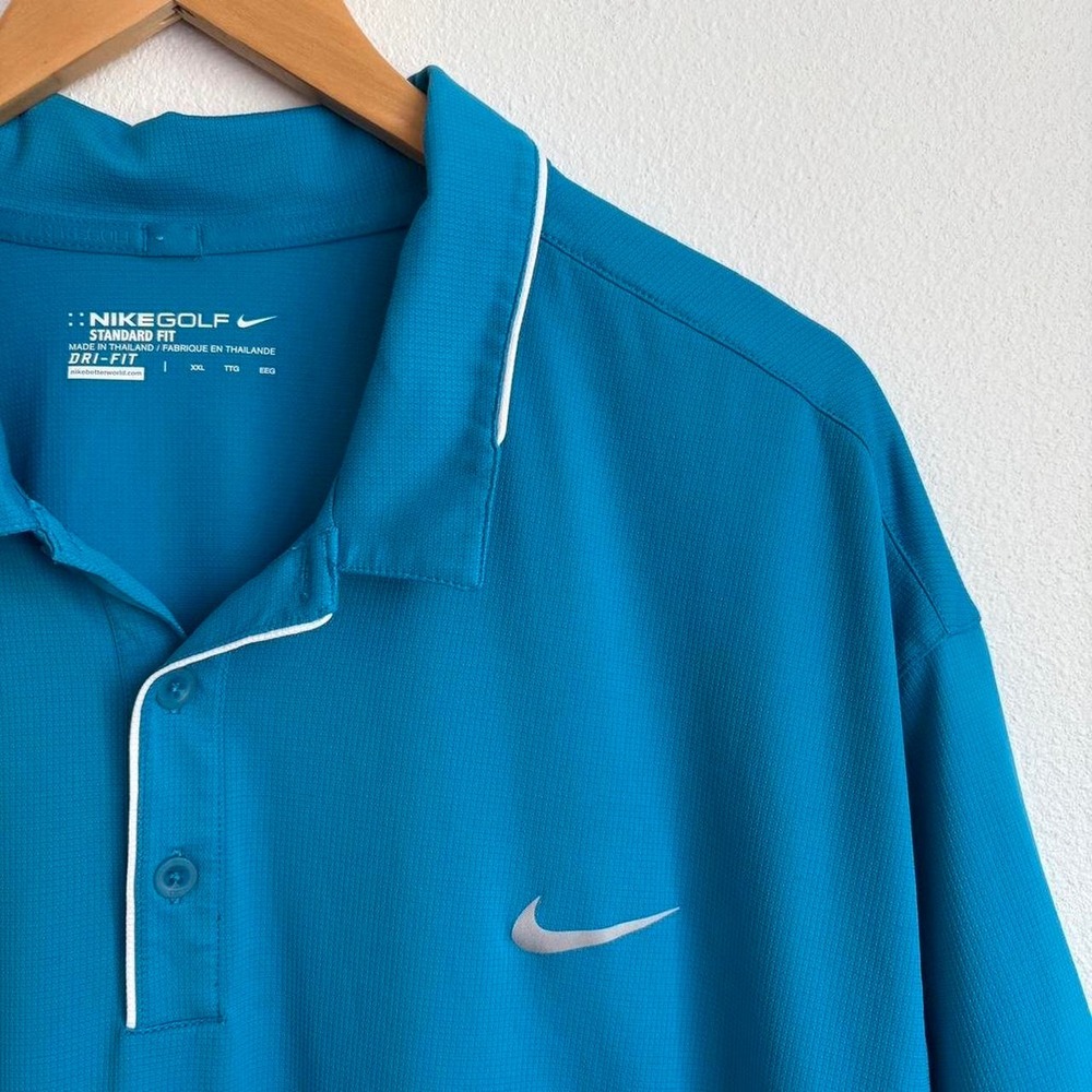 Nike Golf Mens Dri-FIT Blue Short Sleeve Polo Shirt Standard Fit XXL 2XL - Picture 3 of 4